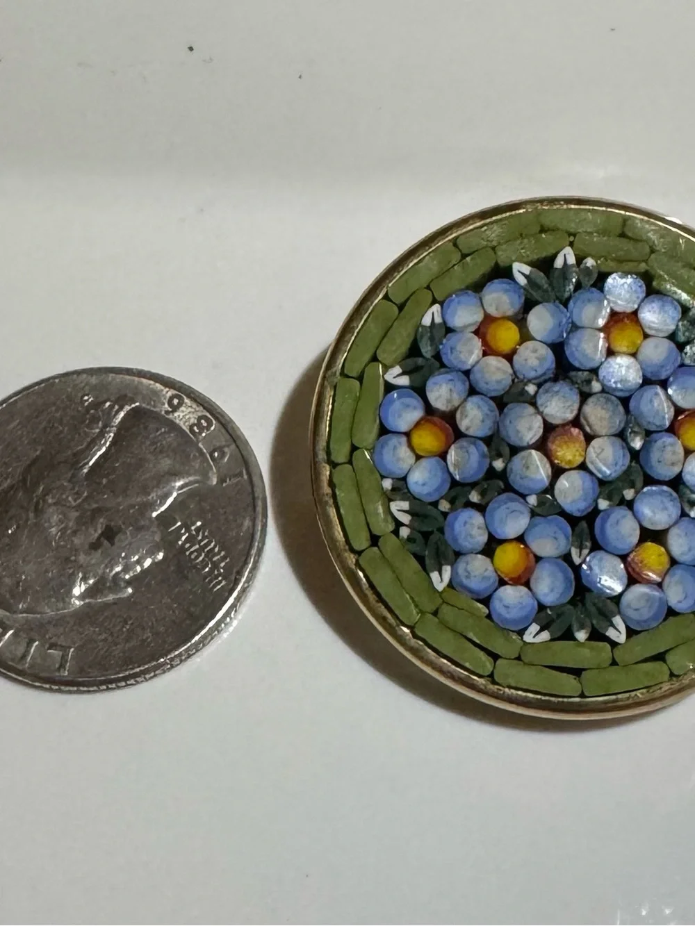 Vintage Italian Micro Mosaic Floral Bouquet Brooch